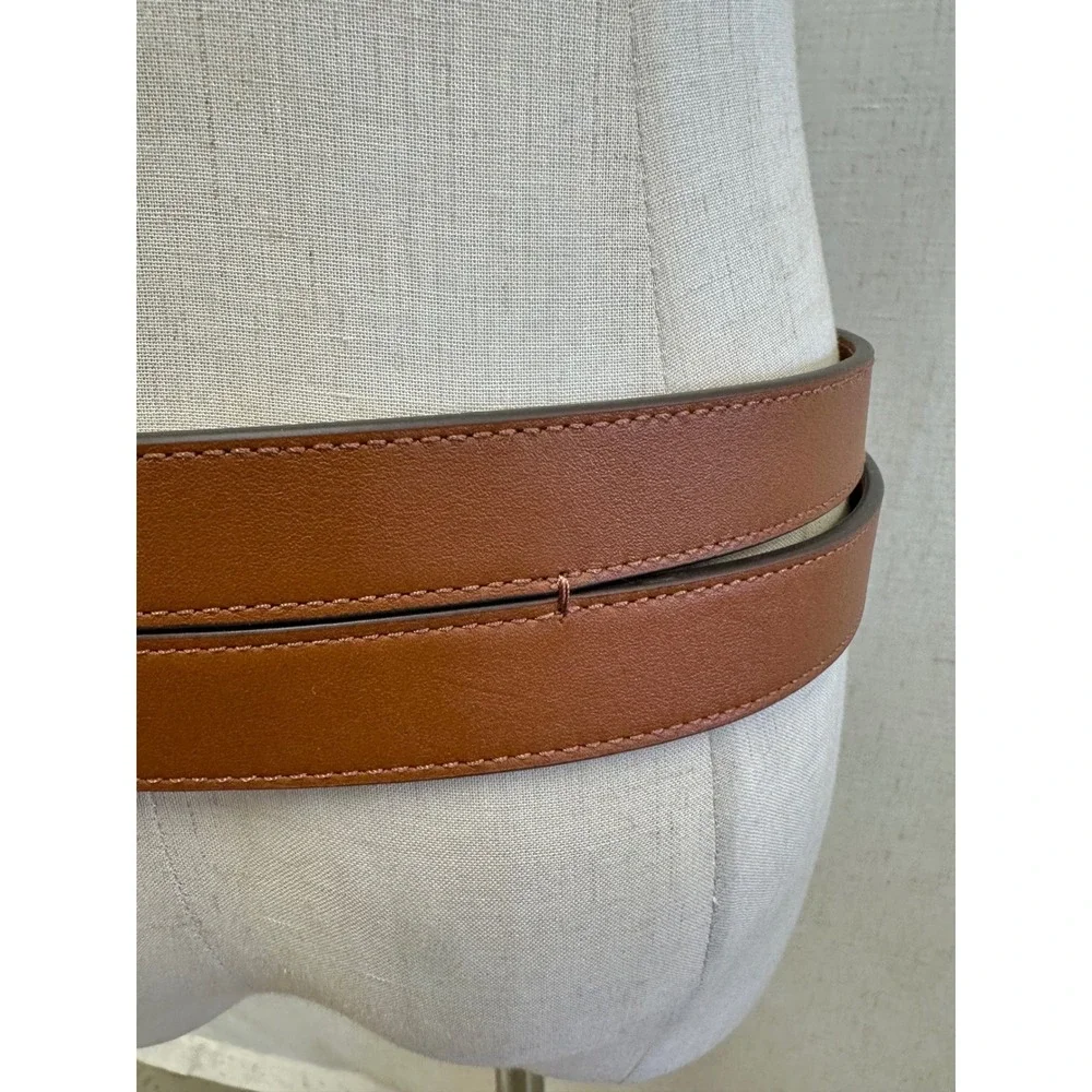Lauren Ralph Lauren Leather Solid Brown Double Wrap Stacked Belt Size XL New NWT
